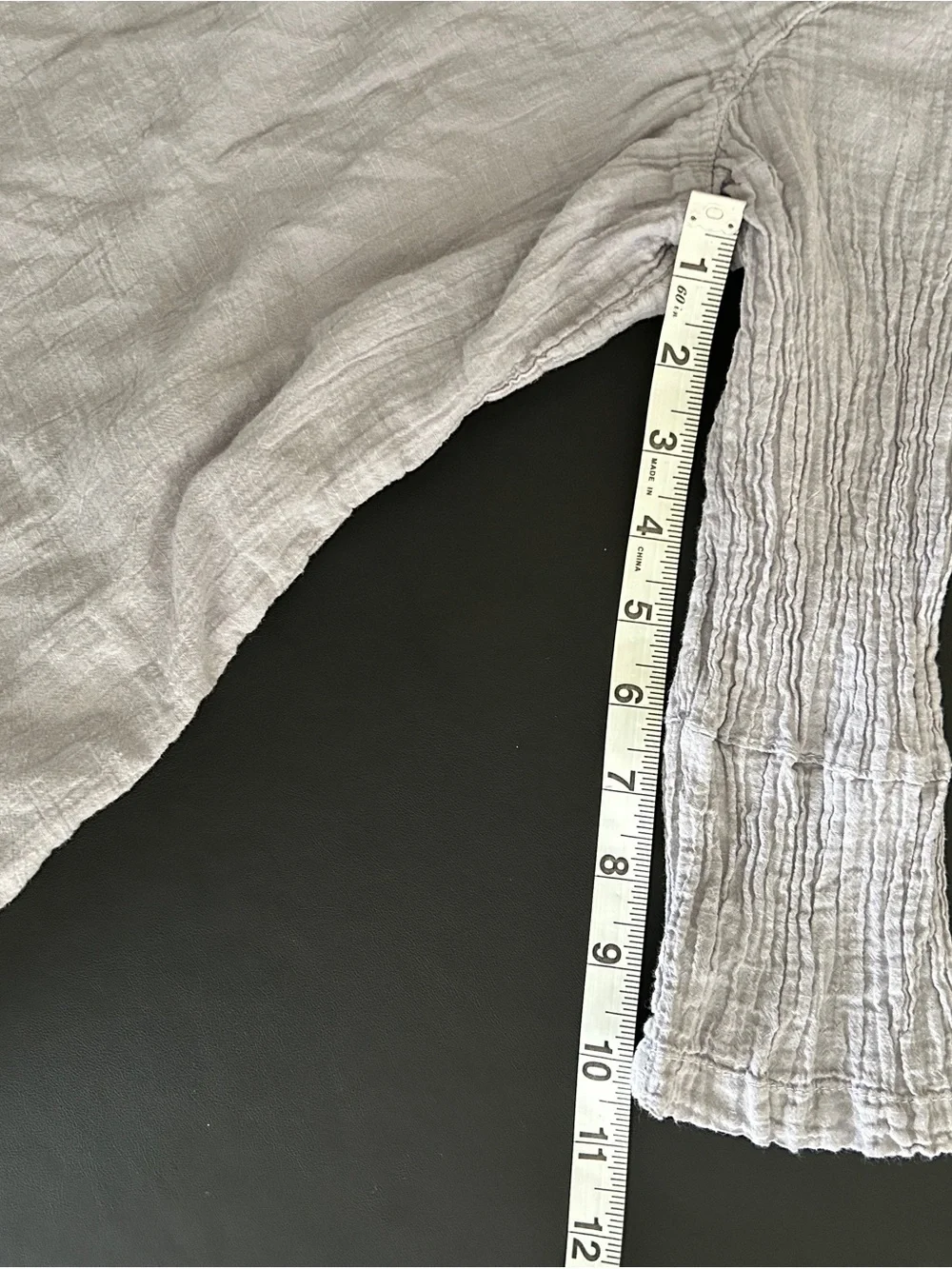 Color Me Cotton Light Gray Crinkled Asymmetric Crop Top - Tunic Women's